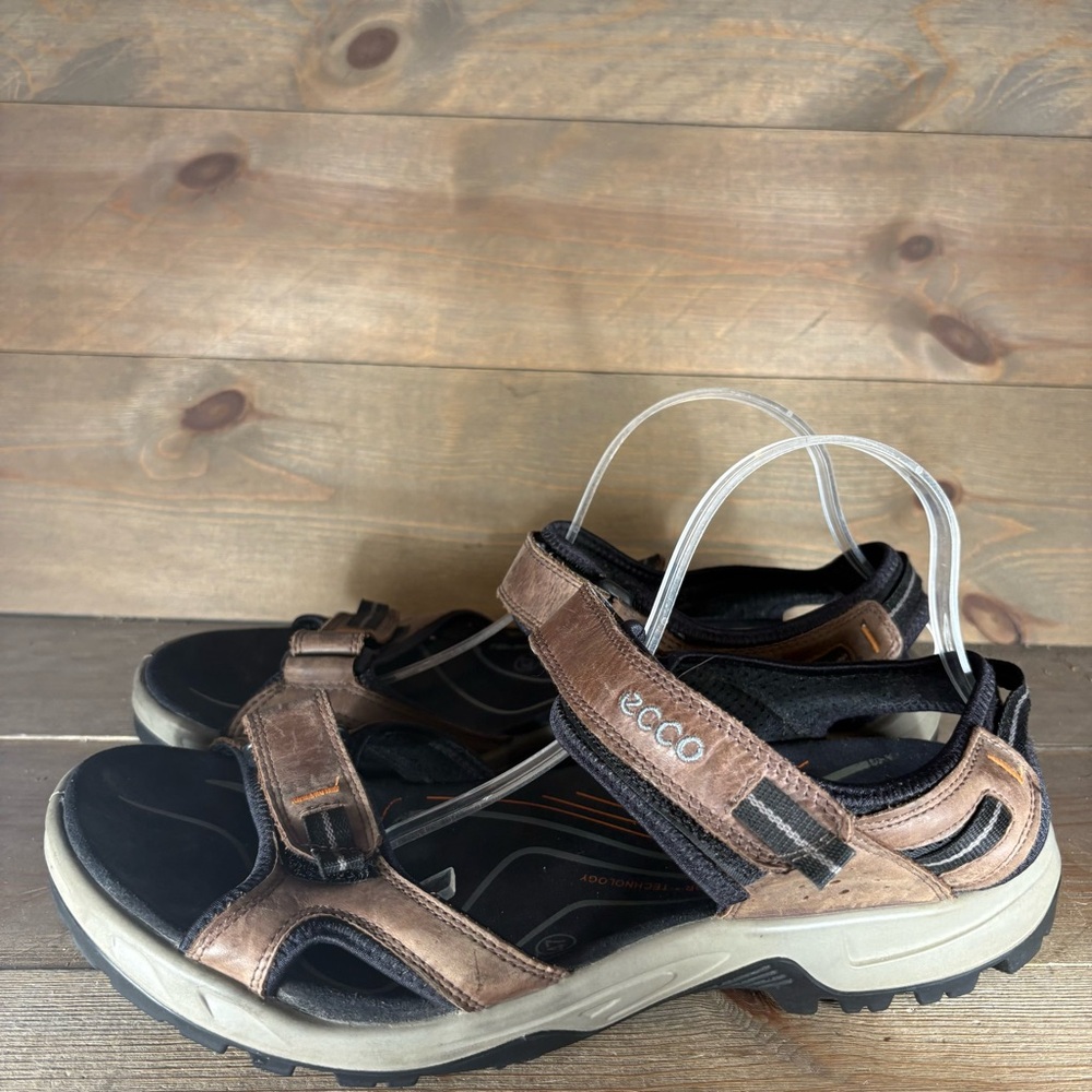 ecco yucatan mens 13 shoes brown leather slingback athletic sandals